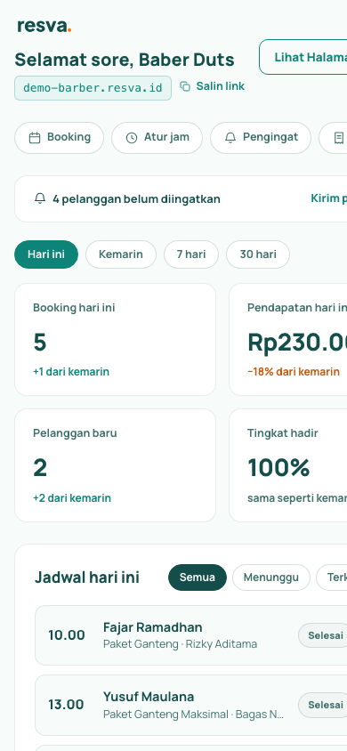 Dashboard Resva di HP